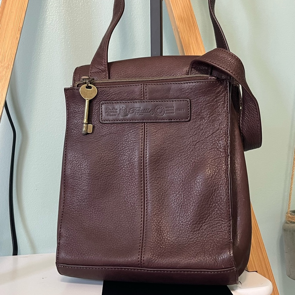 Fossil Dark Brown Leather Crossbody Bag